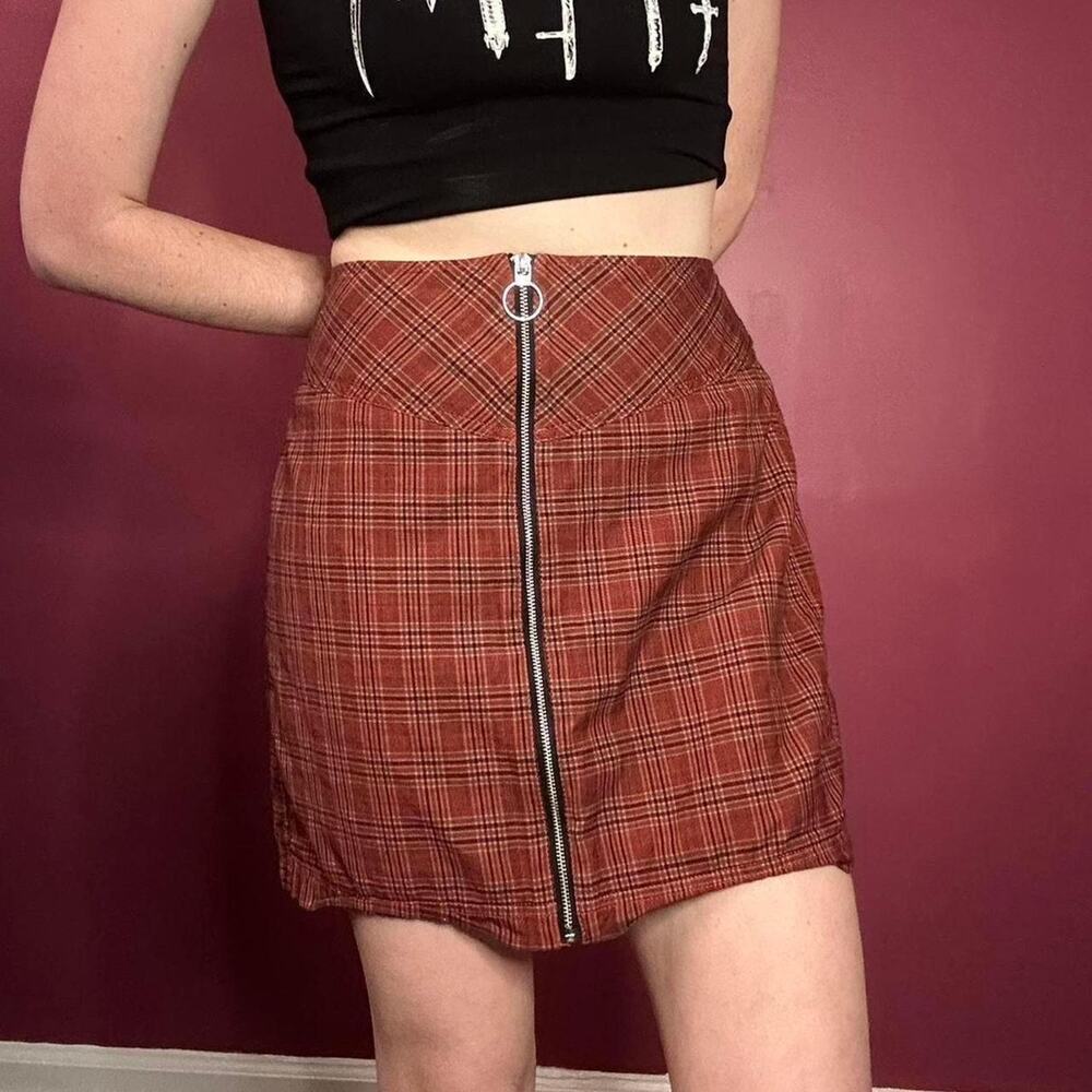 Express 90’s Inspired Zippered Plaid Mini Skirt